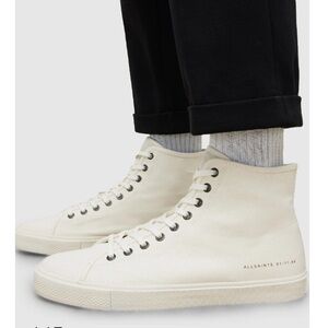 All Saints Bryce Canvas High Top Sneakers Trainers Off White Size 8 90s Skater